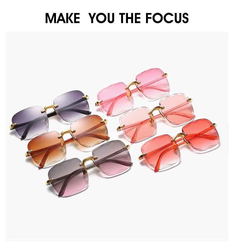 Square Rimless Sunglasses | 3-Pack UV400 Fashion Shades for Women & Men | Afrocentric