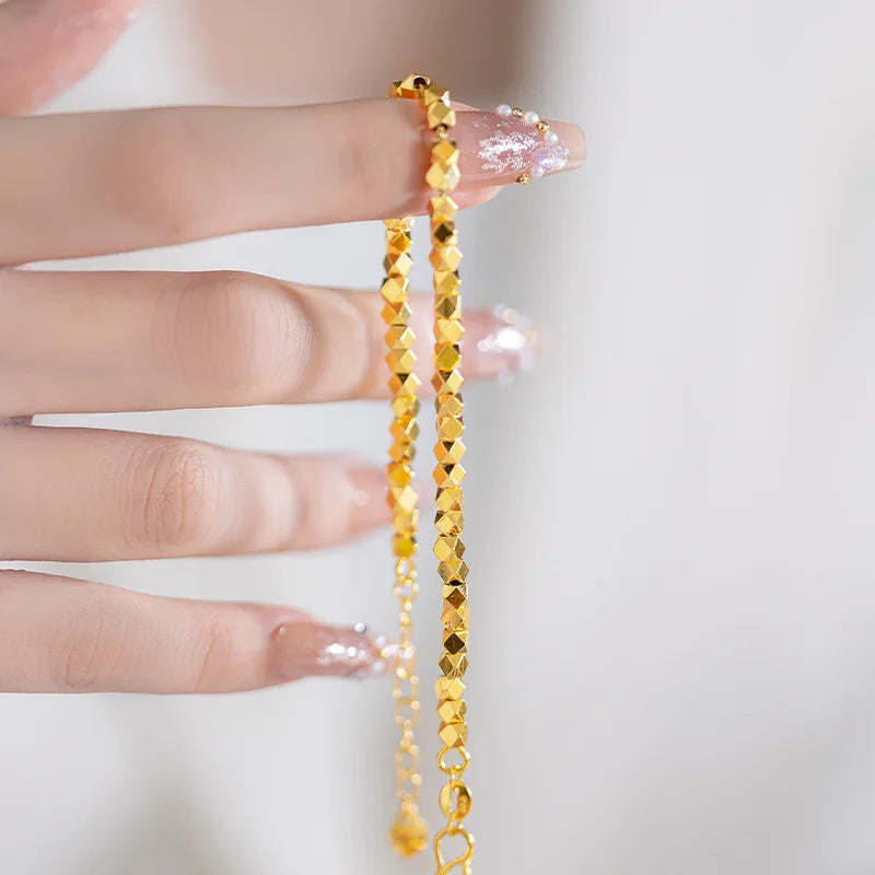 24K Gold Plated African Beaded Bamboo Bracelet | Afrocentric
