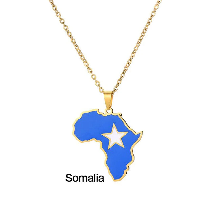 African Map Flag Necklace Somalia China Mainland | Afrocentric