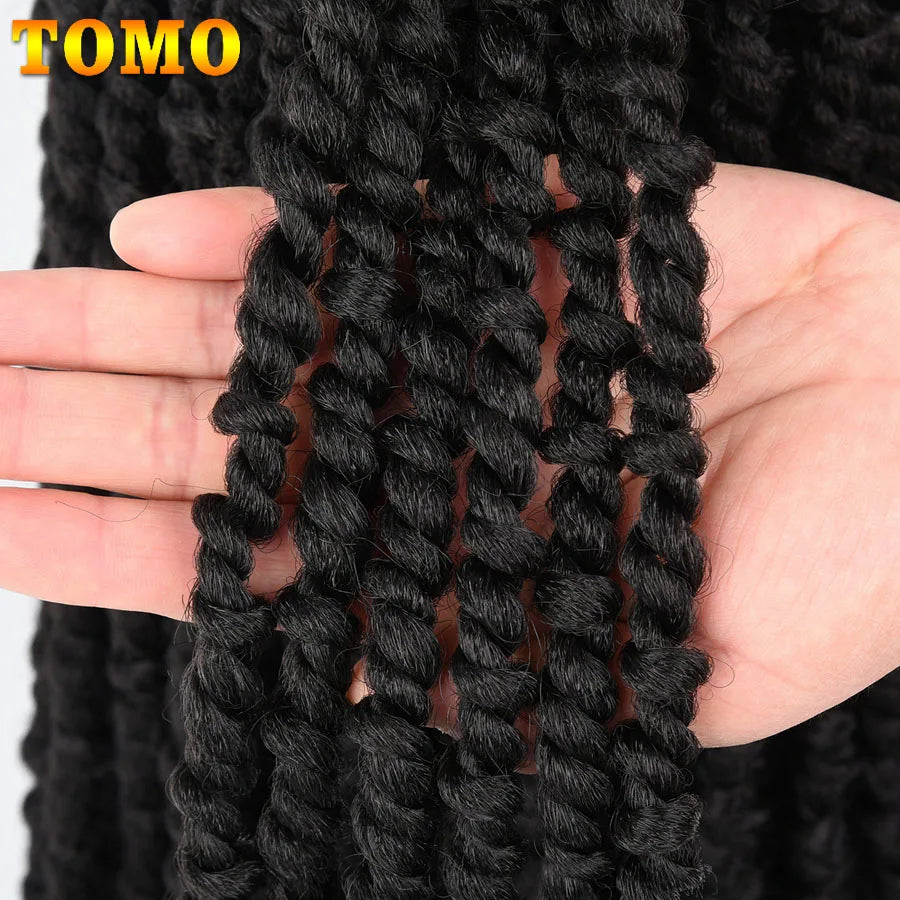 TOMO Pre-Twisted Passion Twist Hair | Pre-Looped Crochet Braids 12", 18" & 24" | Afrocentric