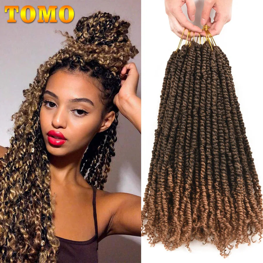 TOMO Pre-Twisted Passion Twist Hair | Pre-Looped Crochet Braids 12", 18" & 24" | Afrocentric