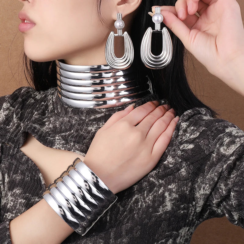 African Leather Jewelry Set | Necklace, Bracelet & Earrings Style 4 China Mainland | Afrocentric