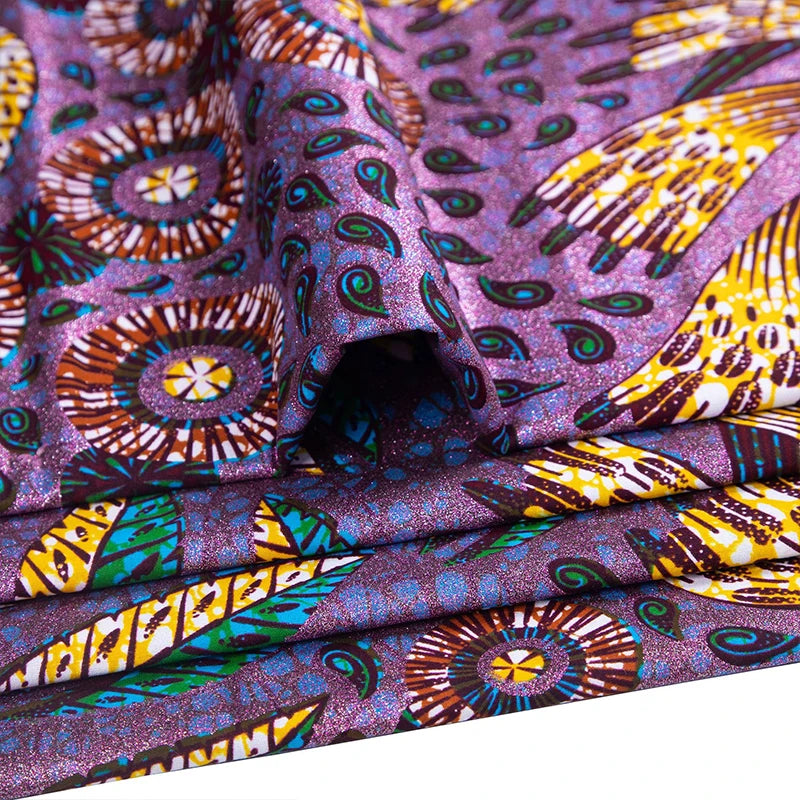 90x110cm African Ankara Cloth Women Glitter Glam Wax Fabric Cotton Soft Batik Golden Pagne Diy Craft Sewing Clothing Supplies | Afrocentric