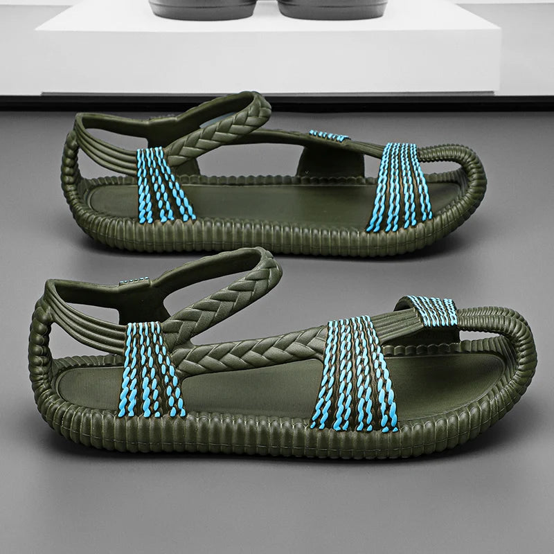 2025 Retro Men's Sports Sandals - Lightweight EVA Open-Toe Cloud Slippers for Beach & Outdoor Clear | Afrocentric