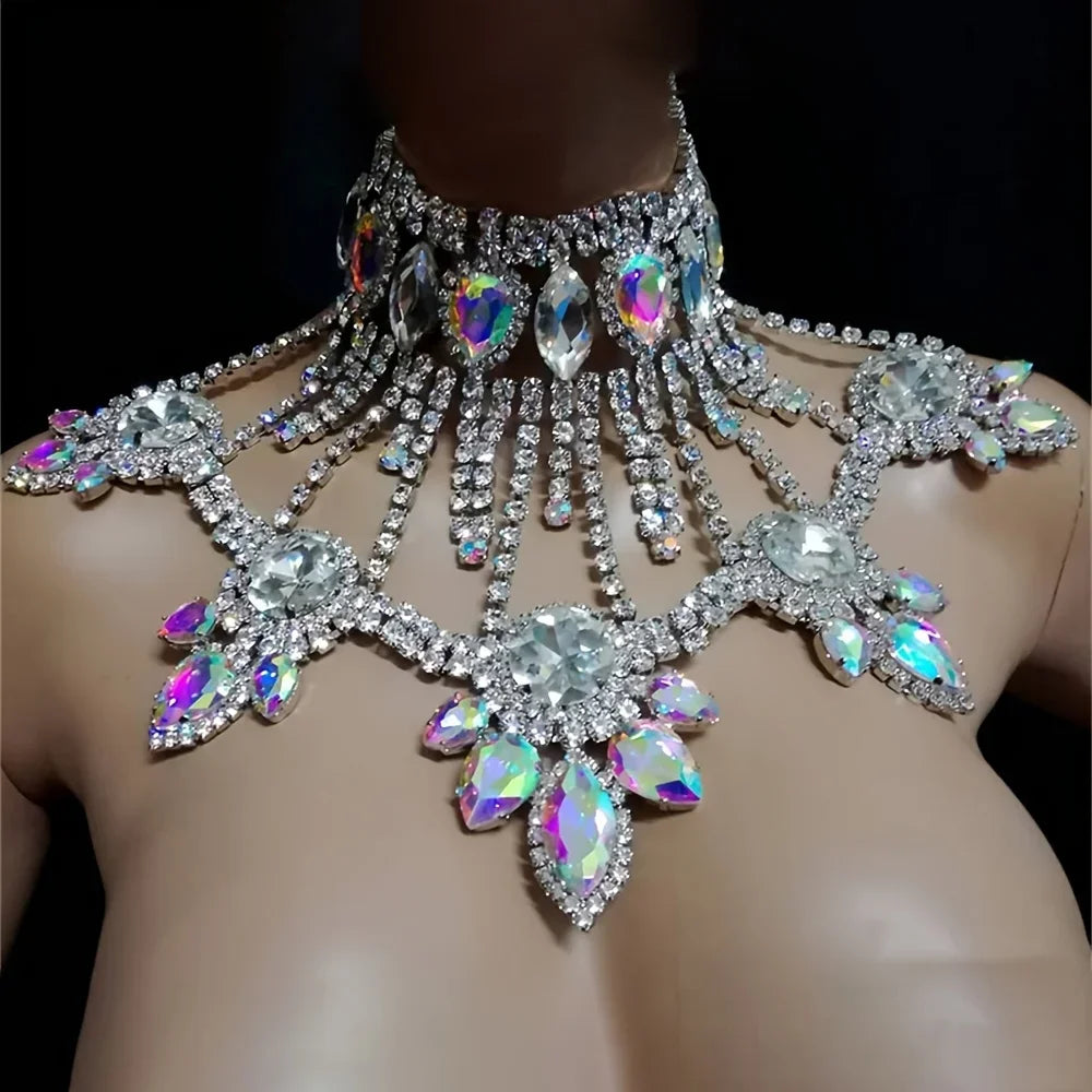 Crystal Rhinestone Choker Necklace | Luxury Geometric Water Drop Chain Collar 10 | Afrocentric