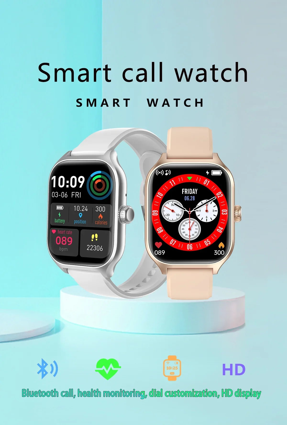 Smart Fitness Watch | Bluetooth Call, Heart Rate, Sleep Tracker & 2.01" Display | Afrocentric