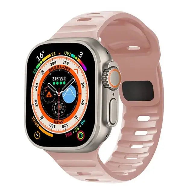 Silicone Sport Band for Apple Watch | Soft Rubber Strap for All Series & Ultra Pink Sand | Afrocentric