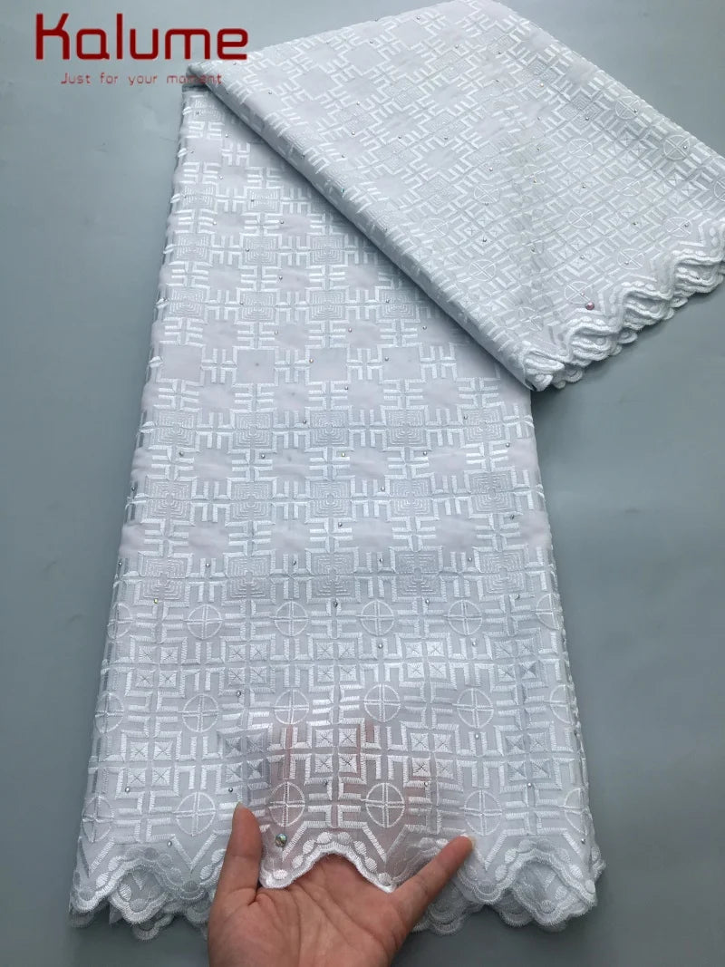 Kalume 2025 African Cotton Lace Fabric Newest Nigerian Swiss Voile Lace Fabric High Quality For Party Sewing Wedding Dress F4384 1african lace fabric 5yard China Mainland | Afrocentric