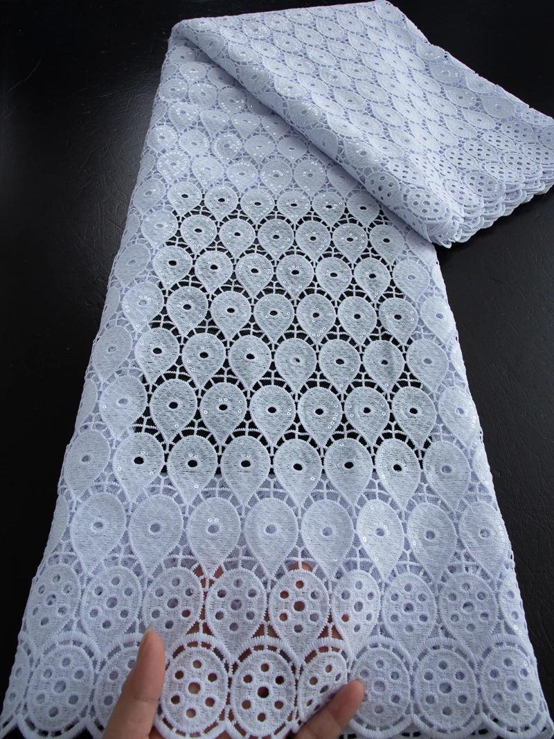 Kalume African Guipure Cord Lace Fabric with Sequins 2025 High Quality Nigerian Lace Fabrics 5 Yards for Wedding Dresses F3610 30397 5yard | Afrocentric
