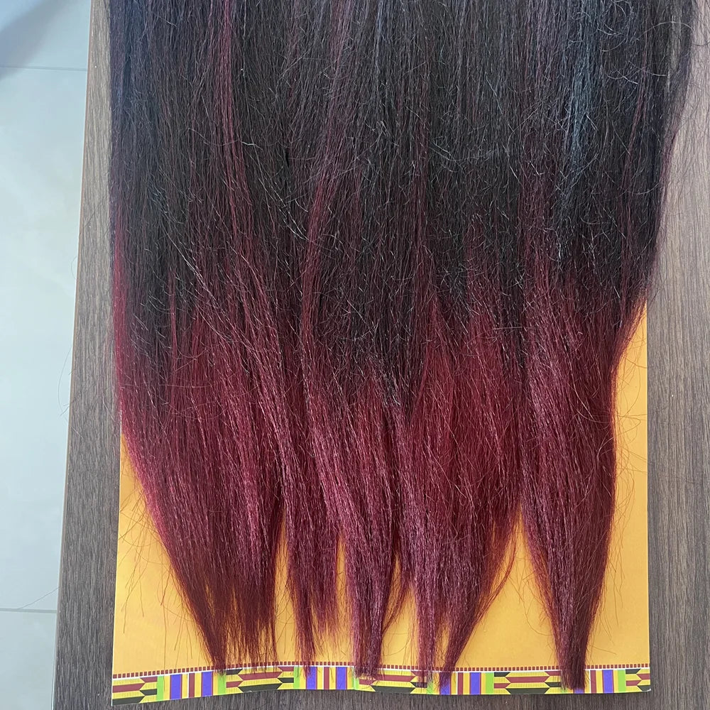 Pre-Stretched Braiding Hair 38" | Kanekalon Yaki Straight 4 Pcs/Lot T1B Burgundy 4Pcs Lot | Afrocentric