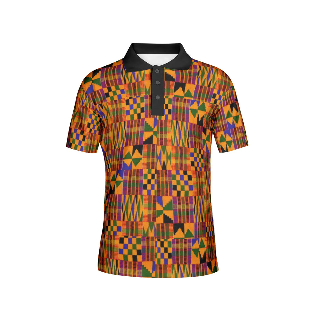 Kente African Print Men's Polo Shirt — Colourful Classic Style | Afrocentric