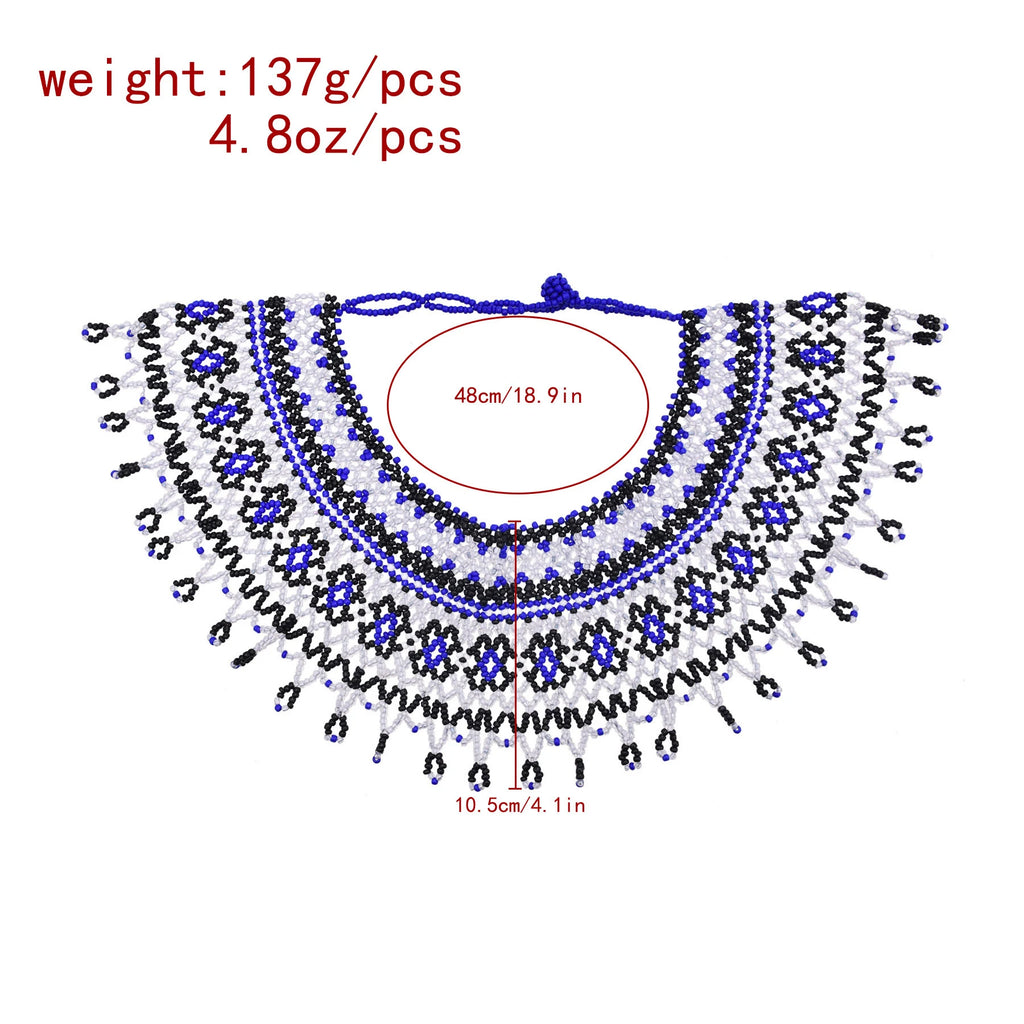 African Tribal Beaded Choker Necklace | Handmade Resin Bib | Afrocentric