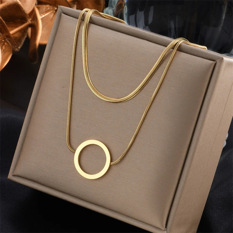 Multilayer Coin Pendant Necklace | Layered Chain for Women N1413 | Afrocentric