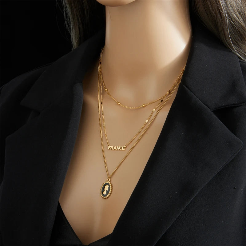 Multilayer Coin Pendant Necklace | Layered Chain for Women | Afrocentric