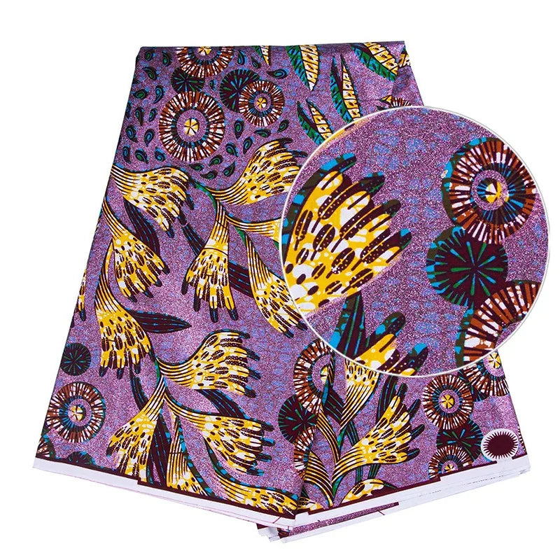 90x110cm African Ankara Cloth Women Glitter Glam Wax Fabric Cotton Soft Batik Golden Pagne Diy Craft Sewing Clothing Supplies 7 90X110CM | Afrocentric