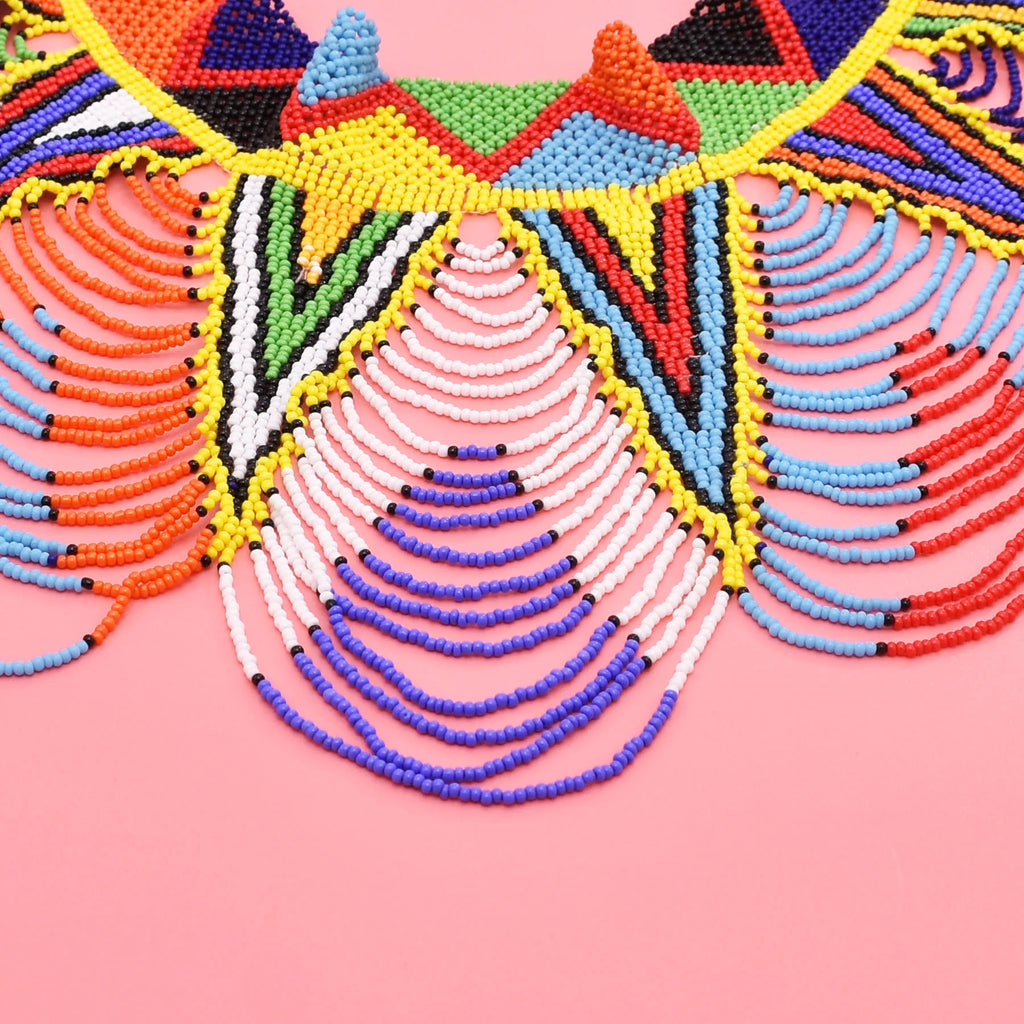 African Zulu Beaded Collar Necklace | Afrocentric