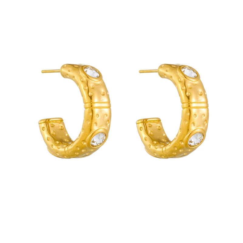 Geometric Crystal Stud Earrings | Stainless Steel Boho Fashion Jewellery | Afrocentric