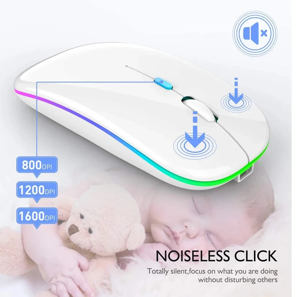 Wireless Rechargeable Silent Mouse | Bluetooth & 2.4GHz | 1600 DPI | Afrocentric