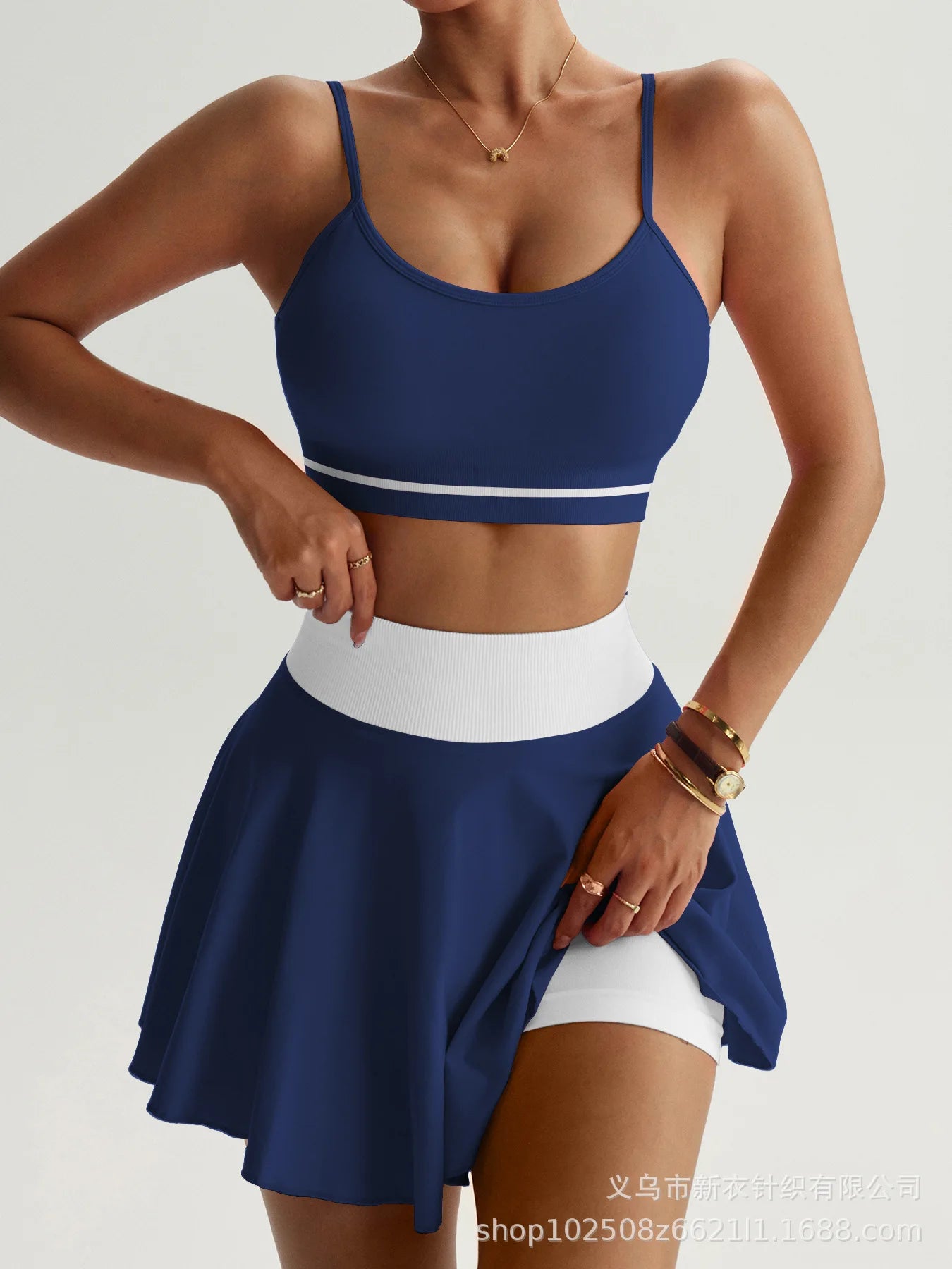 Women's 2-Piece Yoga & Fitness Set | Sports Bra + Skirt | Quick-Dry Sportswear Purplish Blue China Mainland | Afrocentric