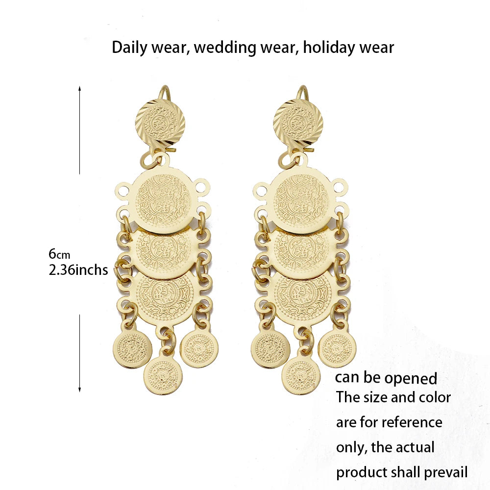 African Gold Coin Drop Earrings | Afrocentric
