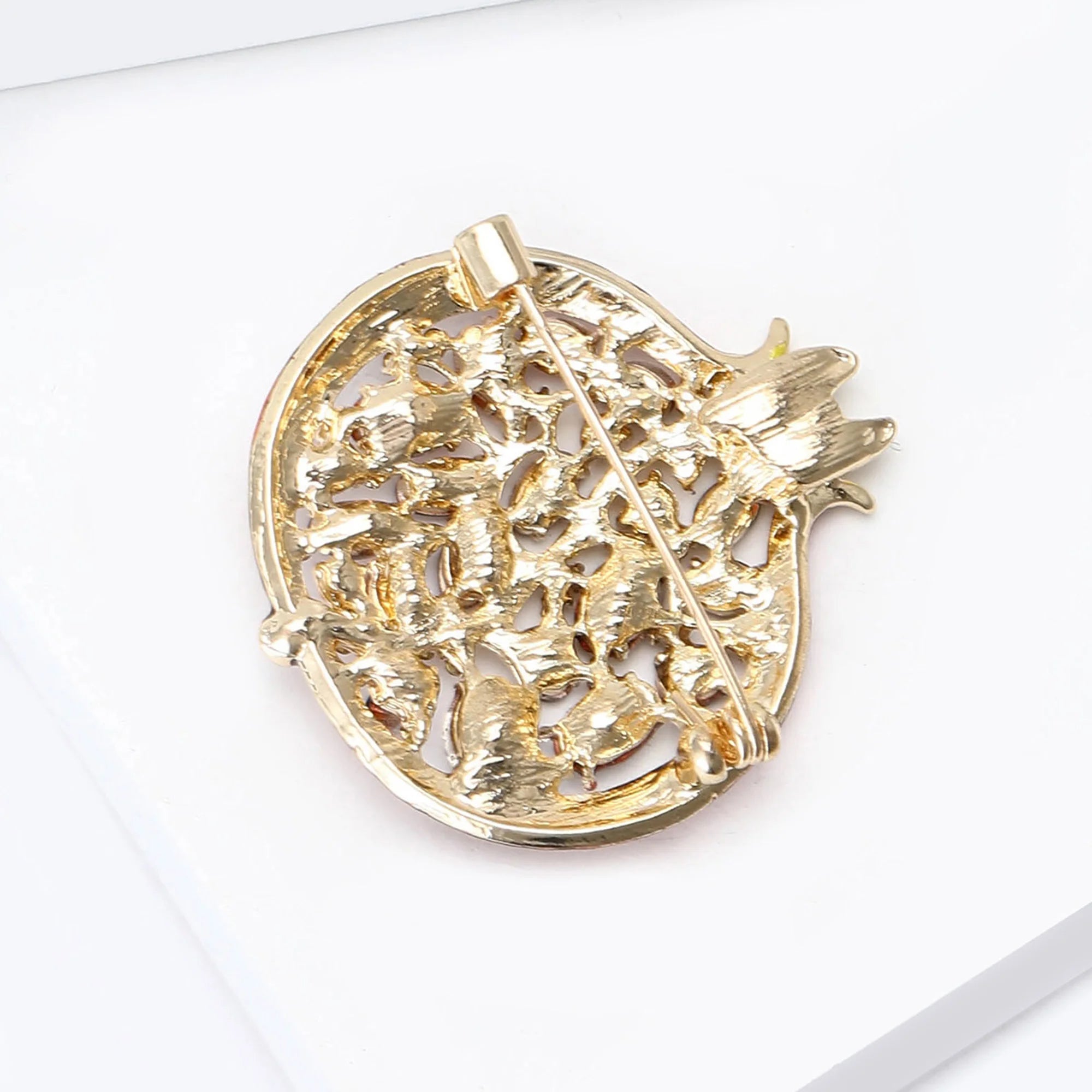 Rhinestone Pomegranate Brooch Pin | Enamel Fruit Brooch for Women | Afrocentric