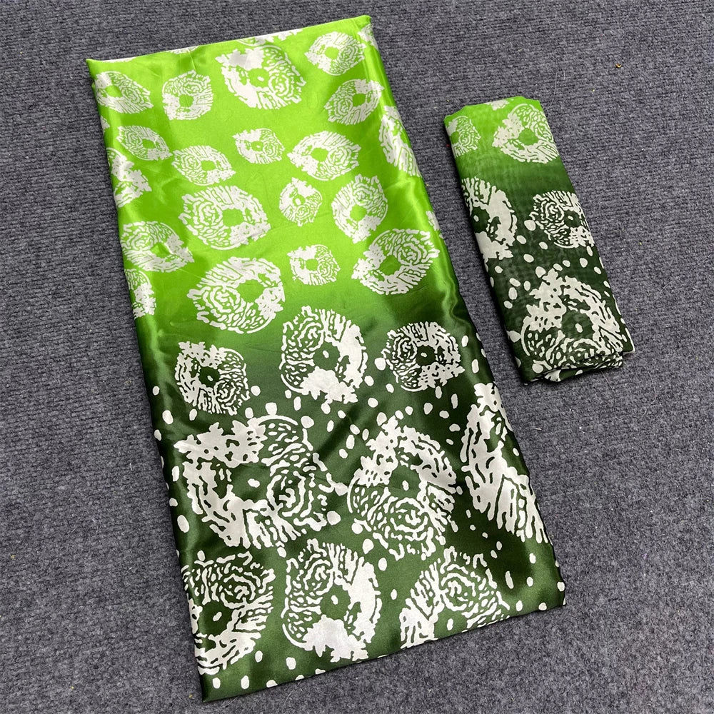African Satin Silk Fabric High Quality Silk Fabric And Chiffon Tulle Blouse 4+2 Yards Nigerian Women Clothes Garment Cloth 35 6 yards | Afrocentric