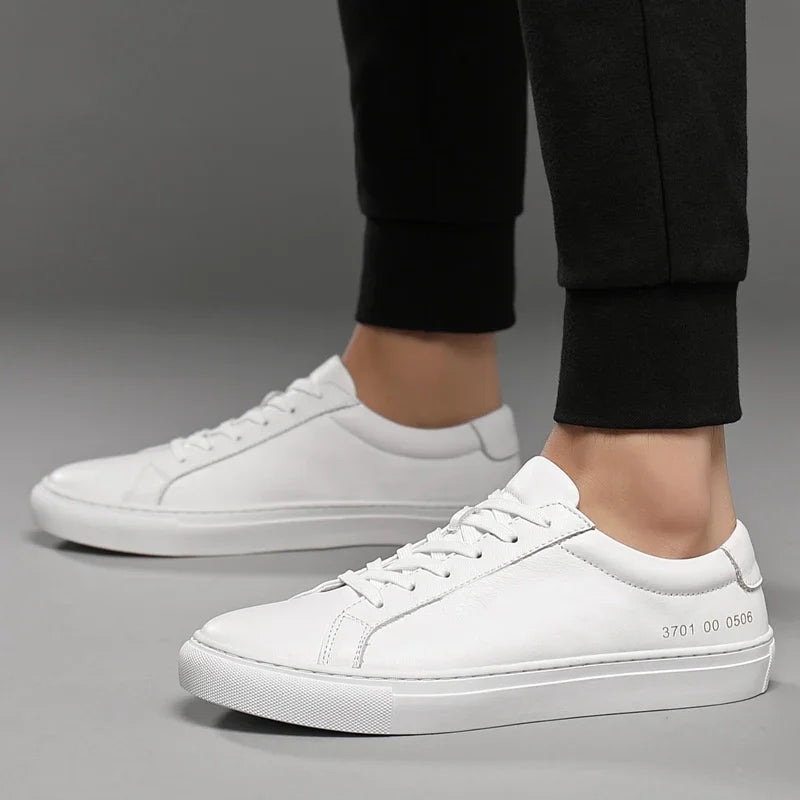 Italian Genuine Leather Men's Shoes 2025 - Designer White Comfortable Walking Shoes | Afrocentric