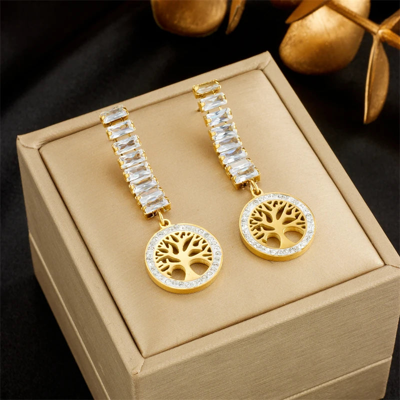 Geometric Crystal Stud Earrings | Stainless Steel Boho Fashion Jewellery E4888 | Afrocentric
