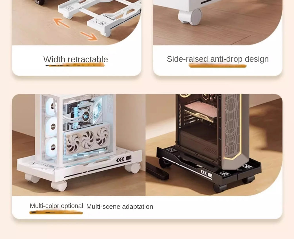 Adjustable CPU Stand with Wheels | Mobile PC Tower Desktop Floor Stand | Afrocentric