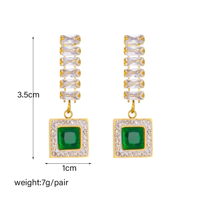 Geometric Crystal Stud Earrings | Stainless Steel Boho Fashion Jewellery | Afrocentric
