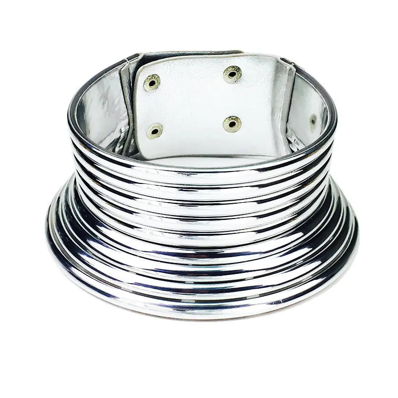 African Geometric Collar Necklace | Bold Statement Torque for Women 4852 Silver Color | Afrocentric