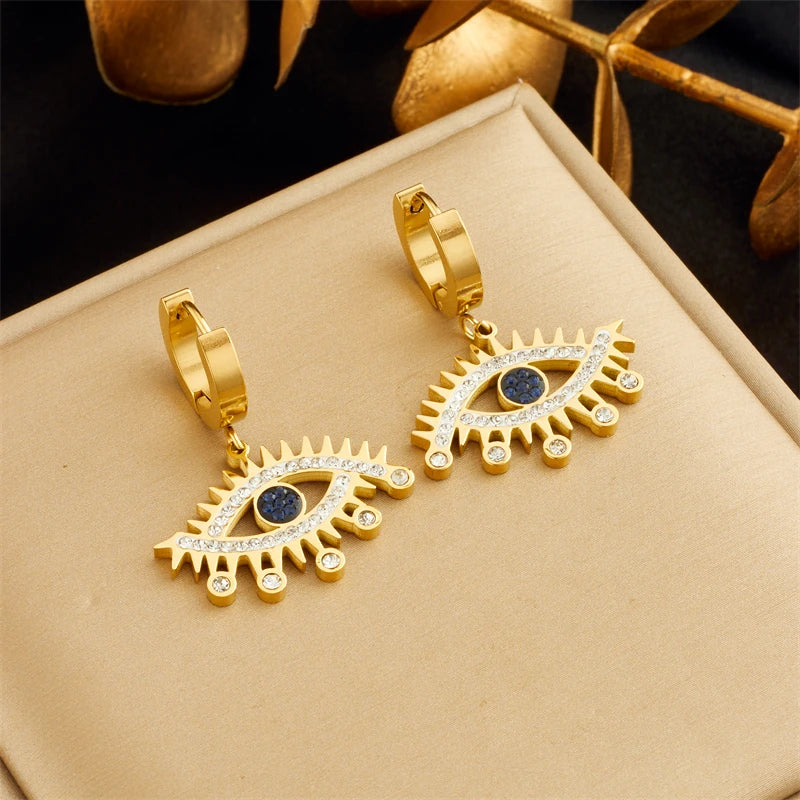 Geometric Crystal Stud Earrings | Stainless Steel Boho Fashion Jewellery E4946 | Afrocentric