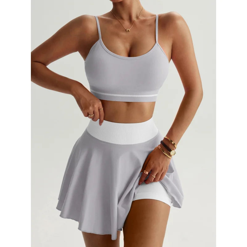 Women's 2-Piece Yoga & Fitness Set | Sports Bra + Skirt | Quick-Dry Sportswear | Afrocentric