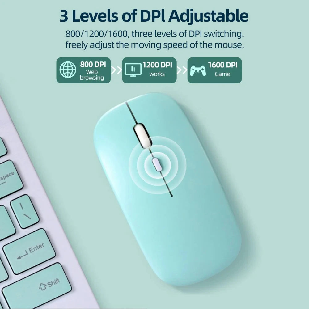 Silent Bluetooth Mouse | Wireless Noiseless Optical Mouse for Laptop & iPad | Afrocentric