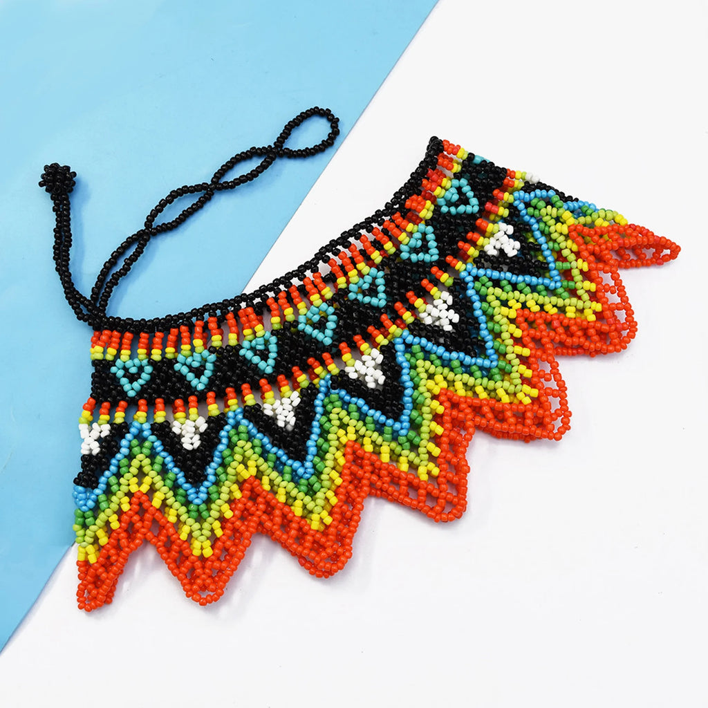 African Tribal Beaded Choker Necklace | Handmade Resin Bib | Afrocentric