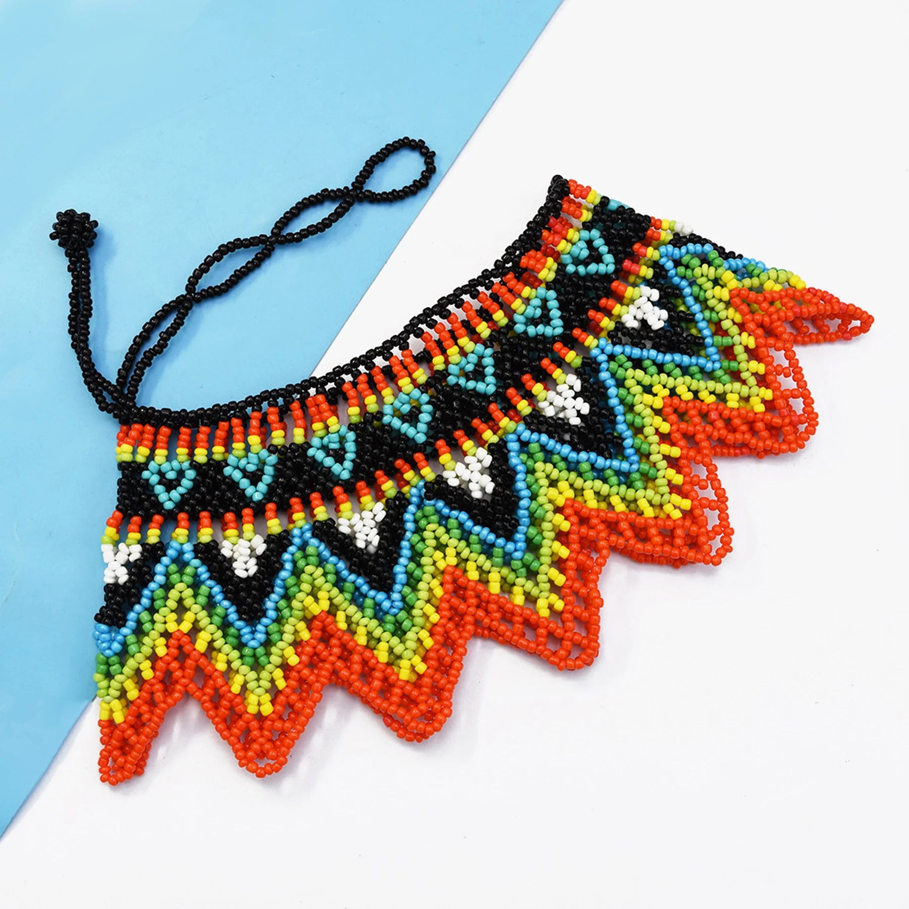 African Tribal Beaded Choker Necklace | Handmade Resin Bib | Afrocentric