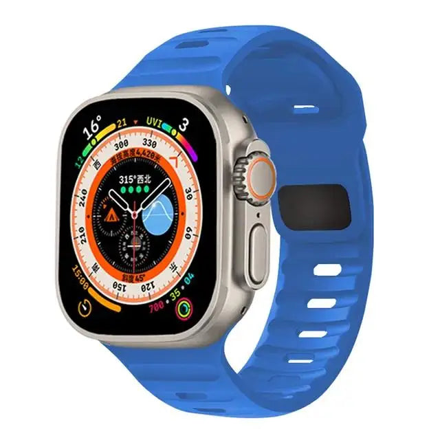 Silicone Sport Band for Apple Watch | Soft Rubber Strap for All Series & Ultra Blue | Afrocentric