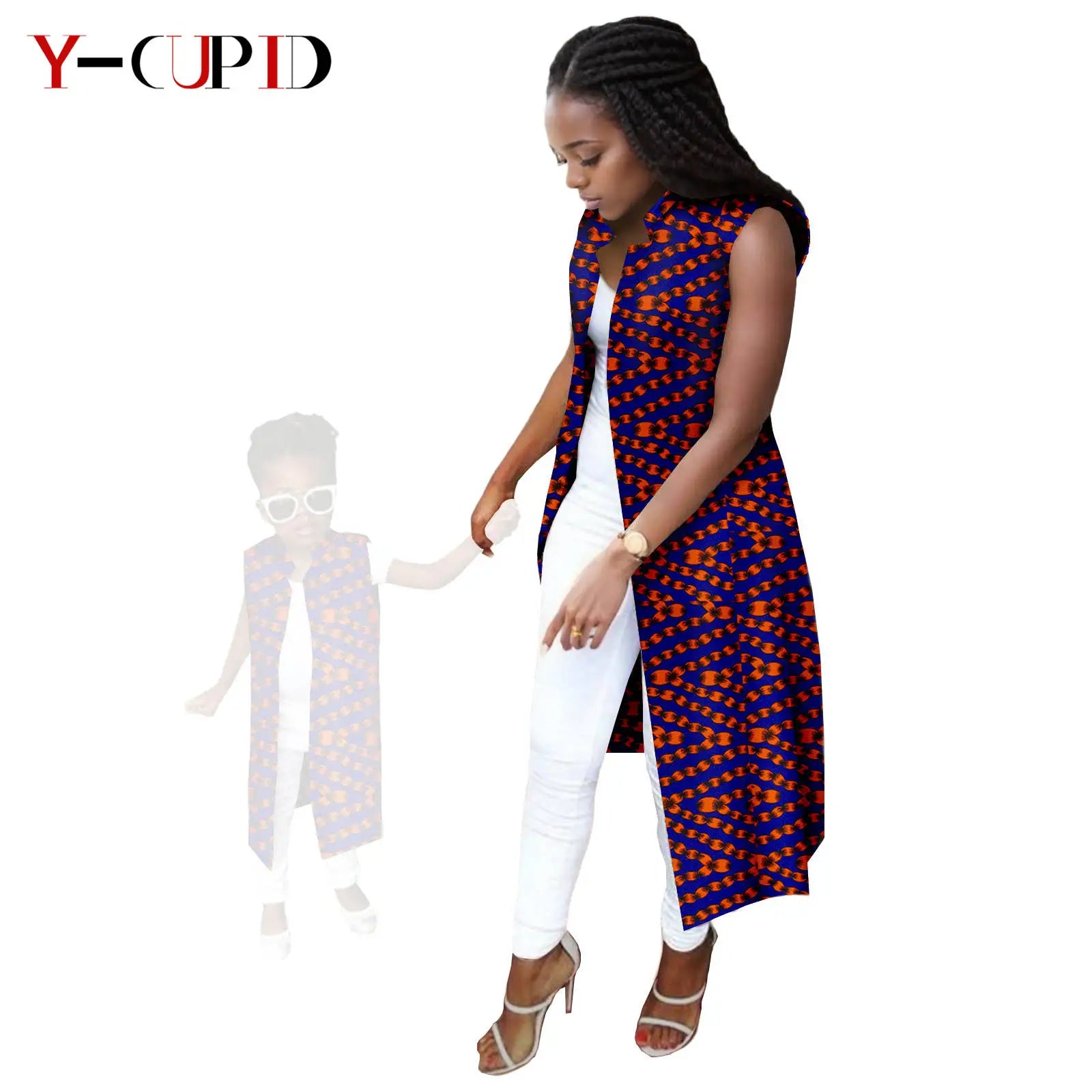 African Print Long Vest for Women and Girls Dashiki Summer Cotton Ankara Mother Jacket Outfits Matching Daughter Clothes 24F041 768 Mother | Afrocentric