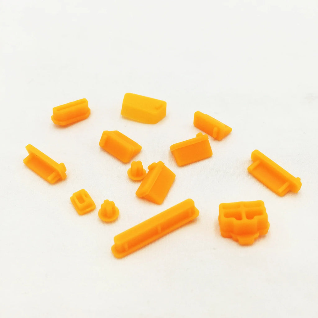 Silicone Laptop Port Dust Plugs | 16-Piece Universal Anti-Dust Cover Set Orange | Afrocentric
