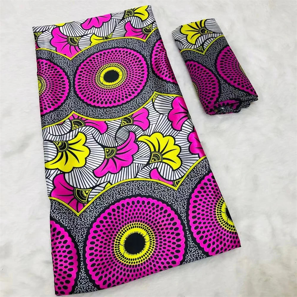 African Satin Silk Fabric High Quality Silk Fabric And Chiffon Tulle Blouse 4+2 Yards Nigerian Women Clothes Garment Cloth 44 6 yards | Afrocentric