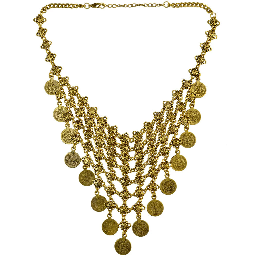 Boho Coin Tassel Choker golden F | Afrocentric