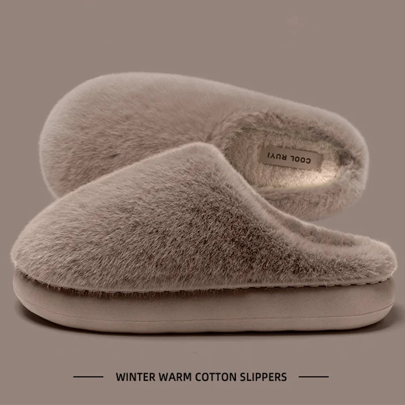 Winter Women's Faux Fur Warm Slippers - Plush Slip-Resistant Indoor House Shoes | Afrocentric