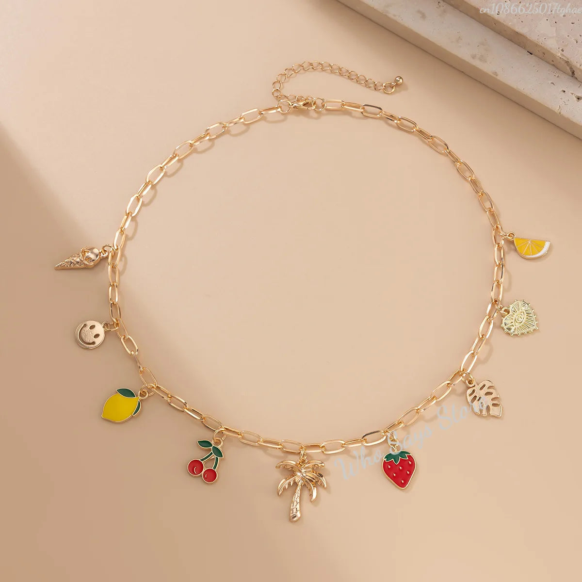 Boho Fruit Charm Choker Necklace | Cherry, Strawberry & Sweet Dopamine Jewellery | Afrocentric