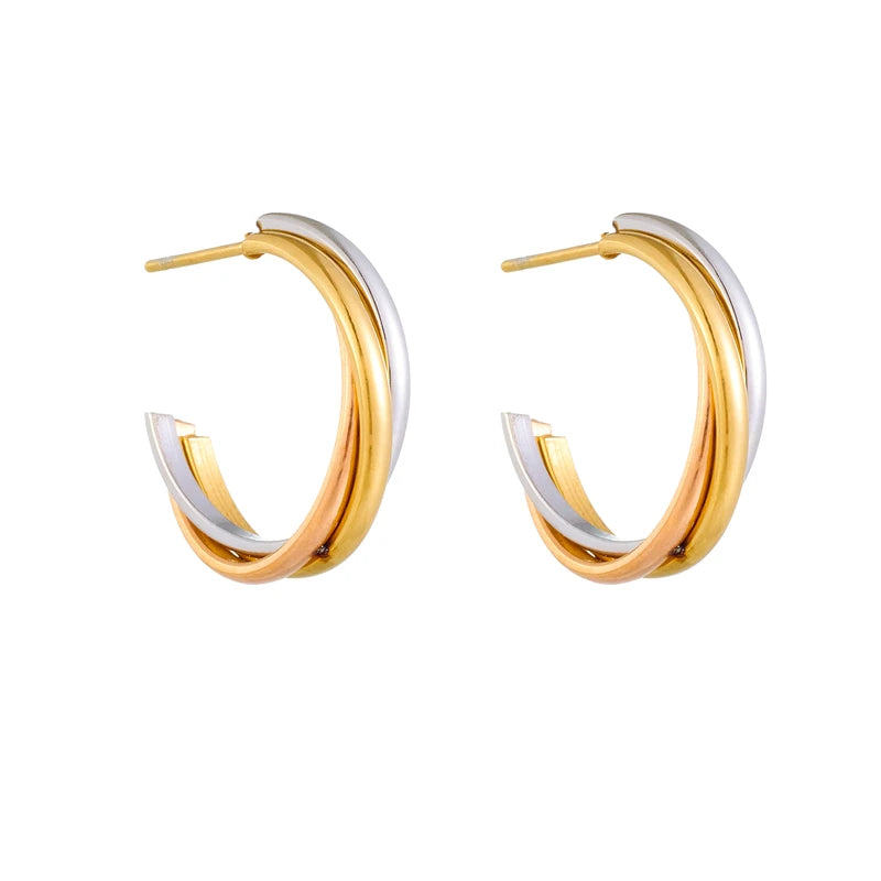 Geometric Crystal Stud Earrings | Stainless Steel Boho Fashion Jewellery | Afrocentric