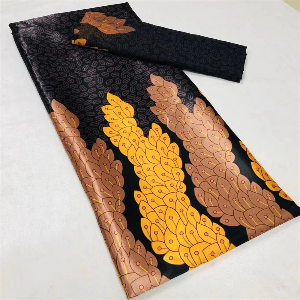 African Satin Silk Fabric High Quality Silk Fabric And Chiffon Tulle Blouse 4+2 Yards Nigerian Women Clothes Garment Cloth | Afrocentric