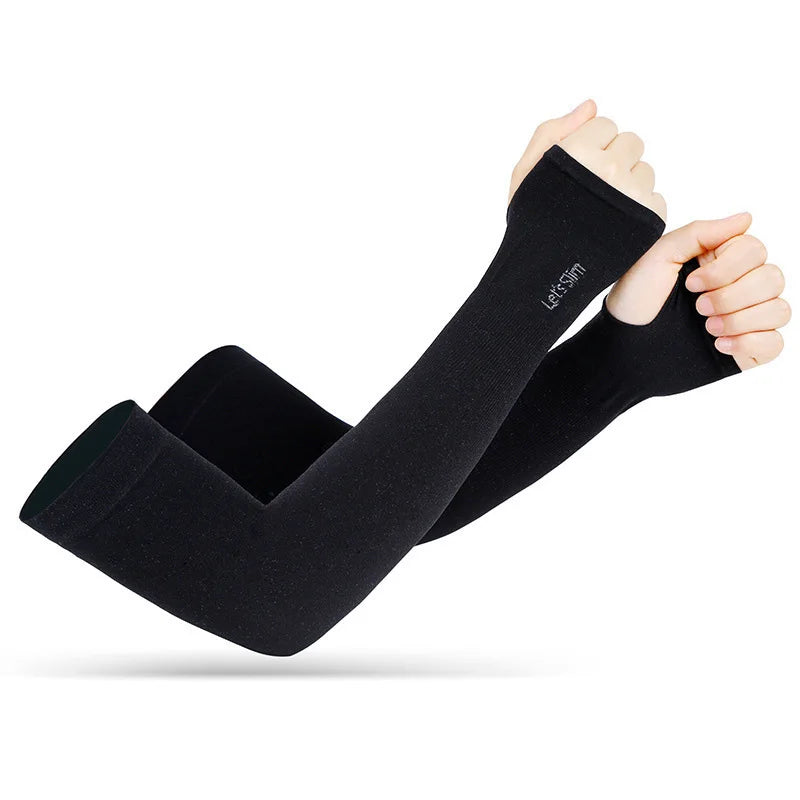 UV Protection Ice Silk Arm Sleeves | Sun Cover for Cycling & Driving | Unisex black A | Afrocentric