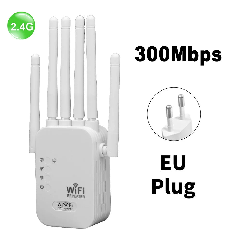 WiFi Repeater Dual Band 1200Mbps | 2.4G & 5G Wireless Signal Booster 300Mbps EU Plug | Afrocentric