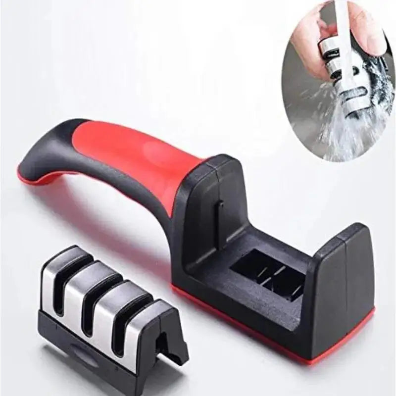 3-Stage Kitchen Knife Sharpener | Ceramic & Stainless Steel Handheld Sharpener | Afrocentric