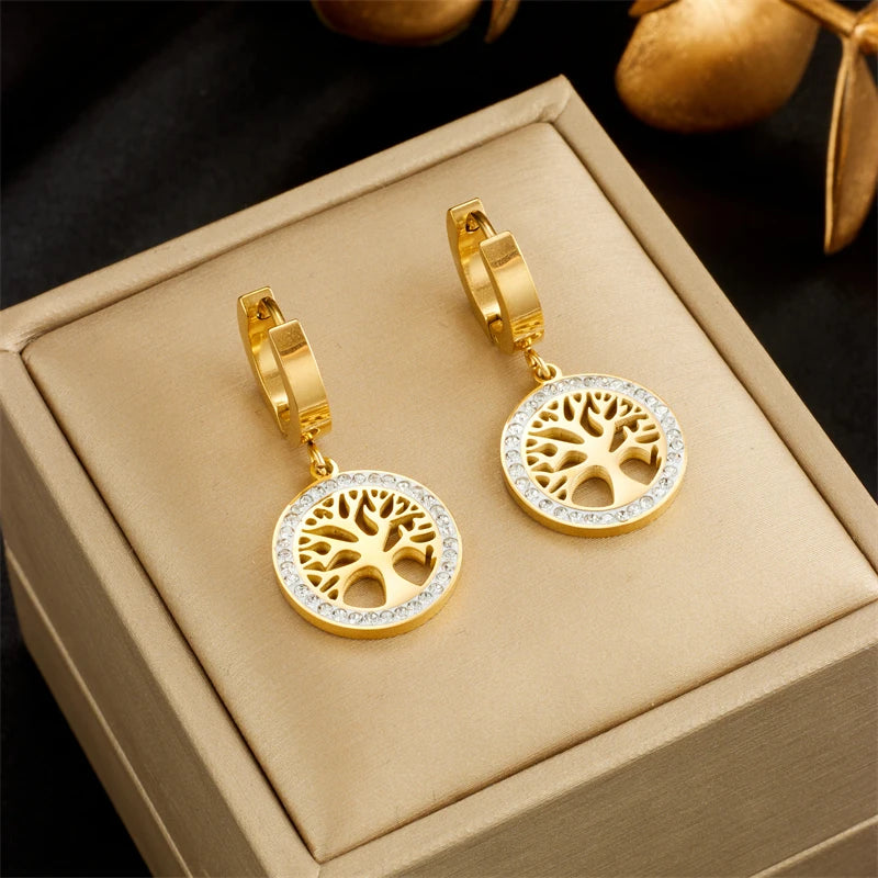 Geometric Crystal Stud Earrings | Stainless Steel Boho Fashion Jewellery E4891 | Afrocentric