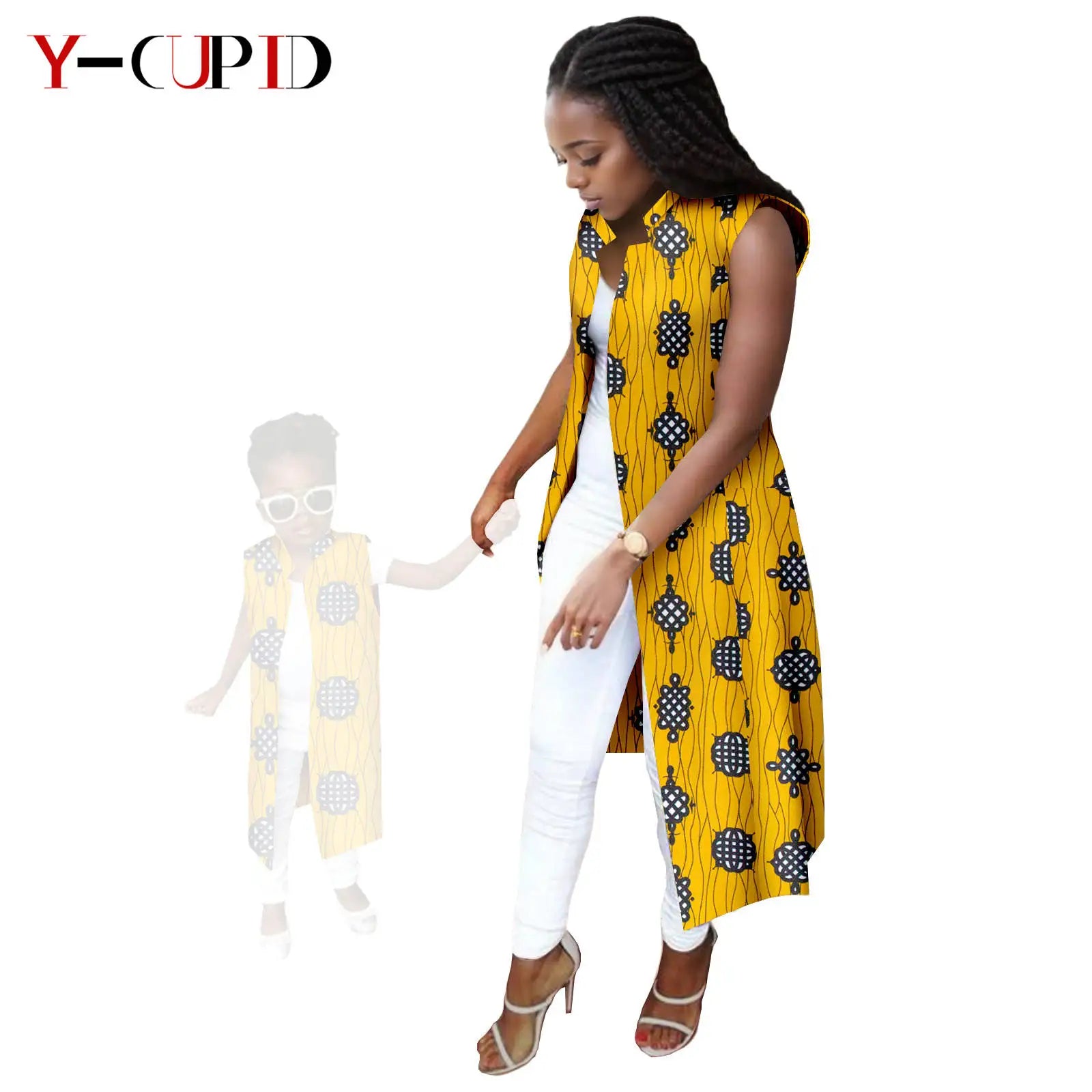 African Print Long Vest for Women and Girls Dashiki Summer Cotton Ankara Mother Jacket Outfits Matching Daughter Clothes 24F041 769 Mother | Afrocentric